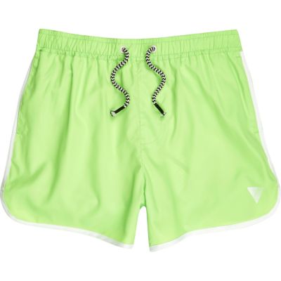 Boys fluro lime green runner swim shorts
